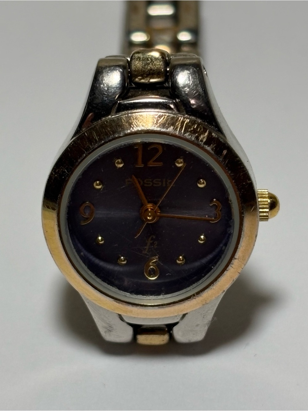 Fossil F2 ES-9049 Two-Tone Ladies Watch with Dark Blue Dial